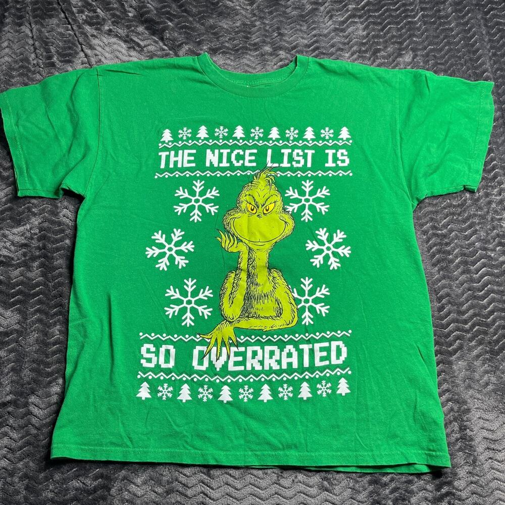 Dr. Seuss The Grinch The Nice List Is So Overrated Men's Green T-Shirt Size XL